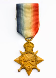1914-15 Star、1918年頃（ブロンズ、シルクリボン付き 作： English School