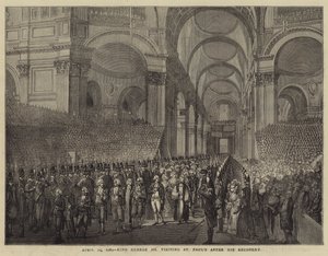 1789年4月23日、回復後のセントポールを訪れるジョージ3世（エングレービング 作： English School