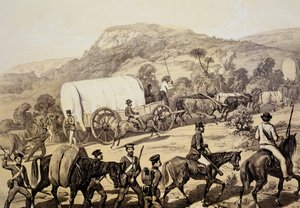 1851年から53年のカフィル戦争でのカフィルランドの事件と事件からのワゴンの船団