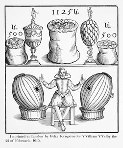 1615年、ロンドンのウィリアムウェルビーのフェリックスカイングストンによって印刷された、バージニア州の大スタンディングくじの次の抽選日を修正する宣言 作： English School