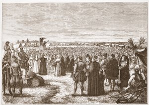 ゲント近郊での説教、ジェームス・エイトケン・ワイリー（1808-1890）によるパブのプロテスタンティズムの歴史のイラスト。 1878 作： English School