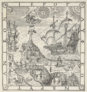 英国の象形文字、将軍記念碑への口絵、ジョン・ディー作曲のアルテ・オブ・ナビゲーション（1527〜1609）、1577 作： English School