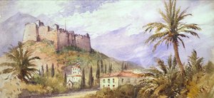 アトラス山脈の丘の砦」1860-70年頃（水彩・紙） 作： English School