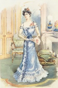 リビングルームの女性、C.Drivanによる雑誌のイラスト