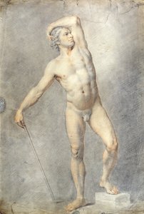 男性のヌード、1770年頃（紙に色チョーク）