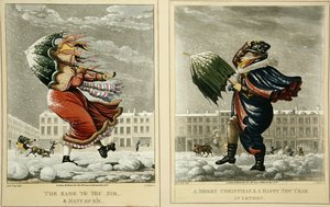 ロンドンでのメリークリスマスと明けましておめでとう：1827年にG.ハントによって刻まれたサー、そしてエムの多く