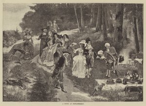フォンテーヌブローのピクニック」（版画 作： English School