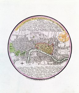 ロンドン、ウェストミンスター、サザーク特別区の計画、1793年（手描きの彫刻） 作： English School