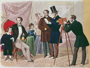 写真家への訪問、1857年（カラー彫刻） 作： English School