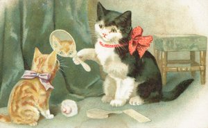 鏡を持った猫 作： English School