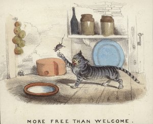 捕まえたねずみと遊ぶ猫 作： English School