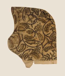 細かいブラックワークコアフ、1620-40 作： English School