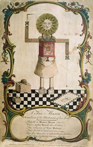 1754年にロッジの道具で鍛造されたフリーメーソン 作： English School