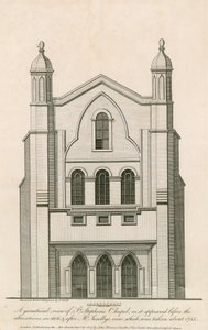 1806年などに改造される前に出現したセントスティーブンスチャペルの幾何学的な眺め 作： English School