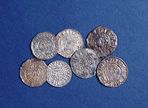 ウィリアム1世からイングランドのヘンリー3世までのノーマンコインとアンジュヴァンコインのグループ、11〜13世紀（銀色）（正面）