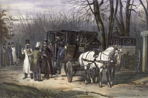 馬車から降りる男性のグループ 作： English School
