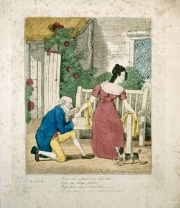 1800年頃に提案された男の手塗りのリトグラフシーン 作： English School