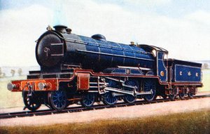 ロンドン・ミッドランド・スコットランド鉄道の機関車、G.ギバード・ジャクソンによる「機関車の本」のイラスト、1924年発行（カラーリソ）