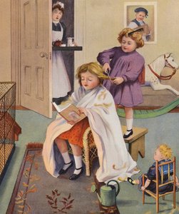 いたずら好きな理髪師（カラーリトグラフ） 作： English School