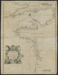 「イギリス海峡を含むフランスの海岸の新しいチャート」、1730年頃（リソ） 作： English School