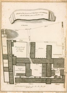 1736年に撮影された、サヴォイと呼ばれるストランドの地面と建物の平面図 作： English School