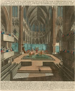 ウェストミンスター（ウェストミンスター寺院）の聖ペテロ教会の内部の展望 作： English School