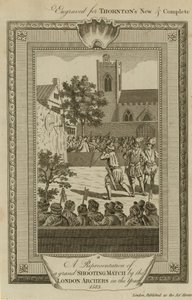 1583年のロンドン射手によるグランドシューティングマッチの表現 作： English School
