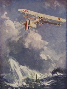 潜水艦を爆撃する水上飛行機