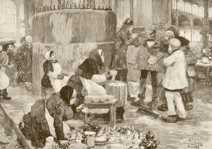 1800年代のパリの炊き出し（リトグラフ） 作： English School