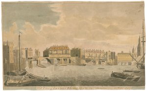 1757年のように変更前のオールドロンドンブリッジの景色 作： English School