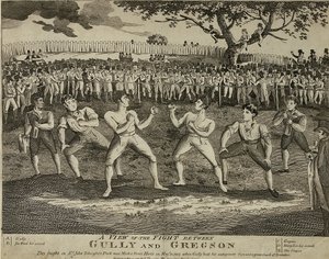 ガリーとグレッグソンの間の戦いの様子 作： English School