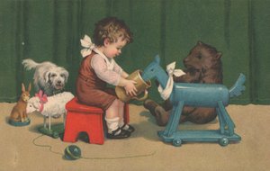 保育園でおもちゃで遊んで座っている少年 作： English School