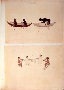 Add.15508 fol.10 アボリジニの釣り、「キャプテン クックの最初の航海を示す図面」より 作： English School