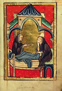追加 39943 f.21 Boisil、カスバートのメルローズでの前任者、「聖カスバートの生涯と奇跡」より、Bede, Latin (Durham) (vellum) 作： English School