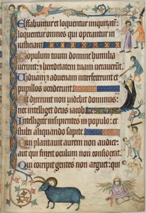 追加。 42130 、f.169、詩篇 93、殺人シーン、「Luttrell Psalter」から、c.1325-35 (ベラム) 作： English School