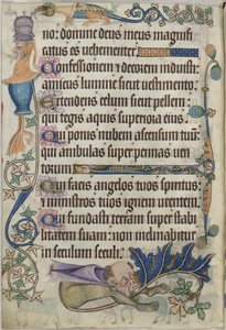 追加。 42130、f.182v詩篇103、「Luttrell Psalter」からのグロテスク、c.1325-35（ベラム） 作： English School