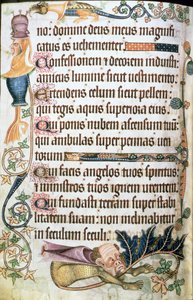 追加 42130 f.182v 詩篇 103 のグロテスク、「Luttrell Psalter」から、c.1325-35 (vellum) 作： English School