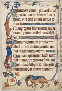 追加。 42130、f.61v、詩篇 32、翼のある馬、「Luttrell Psalter」から、c.1325-35 (ベラム) 作： English School