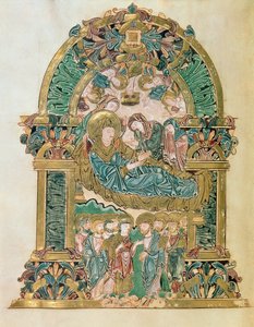 追加 49598 f.102v 聖母の被昇天、聖エセルウォルドの祝祷会、ウィンチェスター、c.980 (ベラム) 作： English School