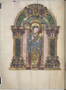 追加。 49598、f.97v、St Swithun、St Aethelwold の祝福、971-984 (ベラム) 作： English School