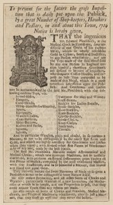 エドワードピンチベック、ミュージカルクロック、フリートストリート、ロンドン、1734年からの広告 作： English School