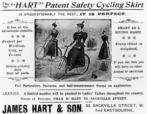 Hart特許安全サイクリングスカートの広告、c.1897（印刷用紙） 作： English School