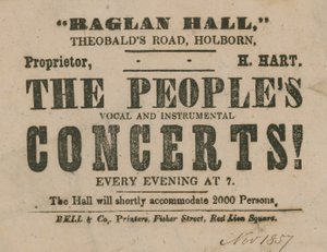 The Peoples Vocal and Instrumental Concerts、ラグランホールの広告 作： English School