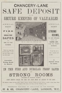 広告「Chancery-Lane Safe Deposit」（エングレービング 作： English School