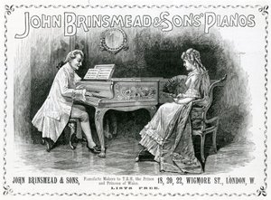 広告「John Brinsmead and Sons Pianos」、「The Graphic」1891年7月4日号のイラスト（エングレービング 作： English School