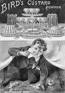 バーズカスタードパウダーの広告、キングから、1901年6月1日（印刷された紙） 作： English School