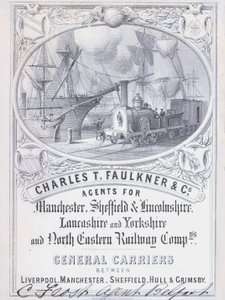 Charles T Faulkner and Company, Agents for Railway Companies」の広告（リトグラフ）。 作： English School