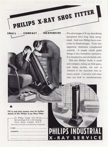 Philips X-Ray Shoe Fitterの広告、1930年代