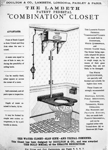 Lambeth特許ペデスタルコンビネーションクローゼットの広告、c.1890