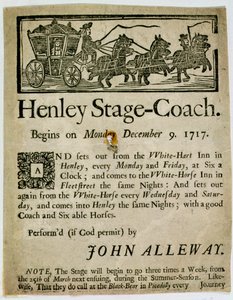 ヘンリーステージコーチの広告、1717年 作： English School
